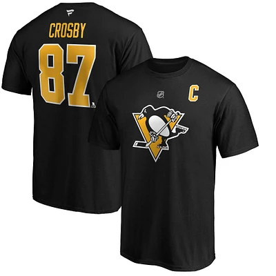 Men's Sidney Crosby Black Pittsburgh Penguins Team Authentic Stack Name & Number T-Shirt