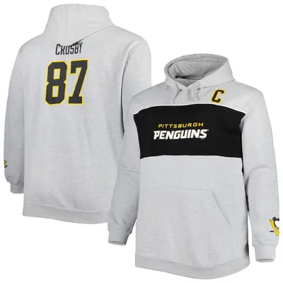 Sidney Crosby Pittsburgh Penguins Big & Tall Player Pullover Hoodie - Heather Gray