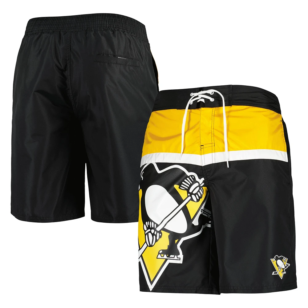 Men's Starter Black Pittsburgh Penguins Sea Wind Swim Trunks