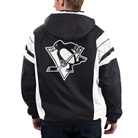 Men's Starter x NHL Black Ice Black/White Pittsburgh Penguins Home Team Half-Zip Pullover Hoodie