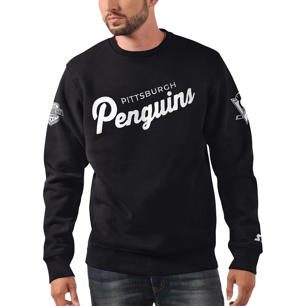 Sweat-shirt à carreaux croisés Starter x NHL Black Ice noir des Penguins de Pittsburgh pour hommes