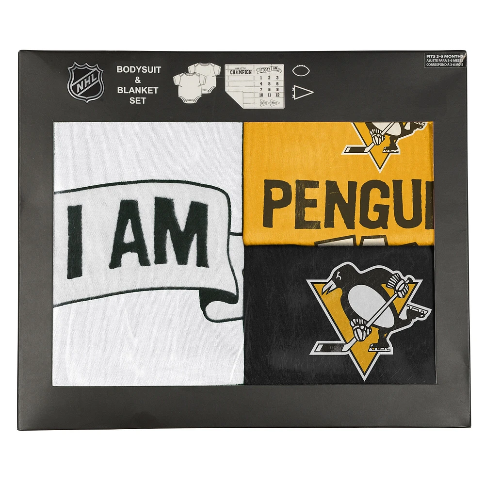 Ensemble de 2 bodys et couvertures pour nouveau-né bébé, choix n° 1 des Penguins Pittsburgh