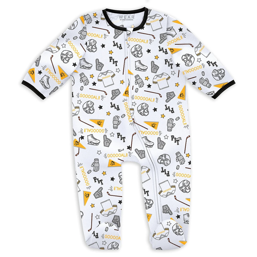 Ensemble pyjama et bavoir pour nouveau-né bébé WEAR par Erin Andrews Pittsburgh Penguins