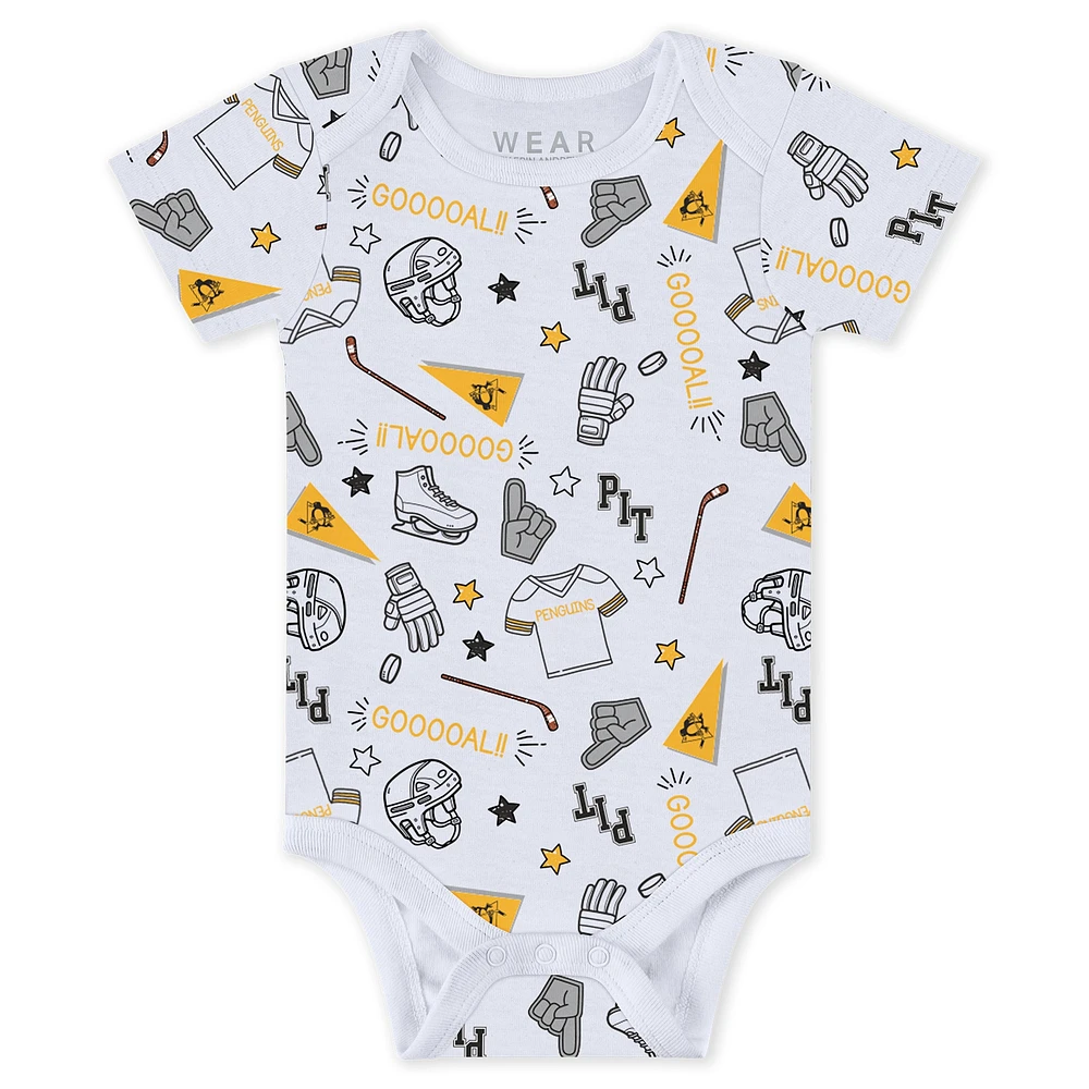 Newborn & Infant WEAR by Erin Andrews Pittsburgh Penguins Turn Me Around Bodysuits Pants 3-Piece Set