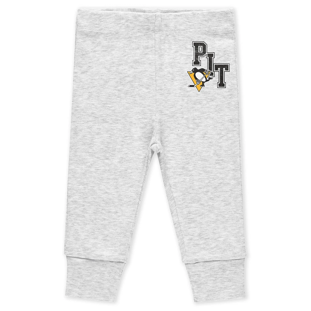 Newborn & Infant WEAR by Erin Andrews Pittsburgh Penguins Turn Me Around Bodysuits Pants 3-Piece Set