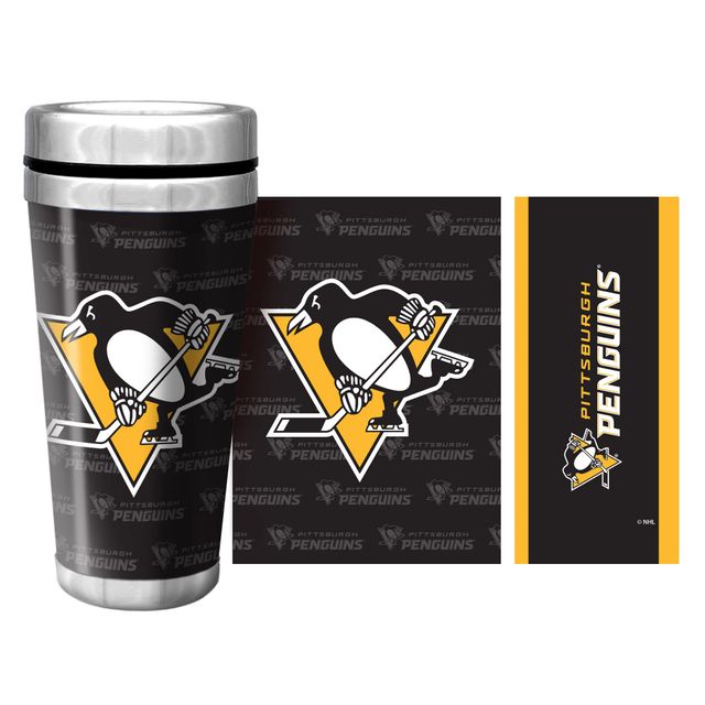 Pingouins de Pittsburgh 16oz. Tasse de voyage en papier peint enveloppant