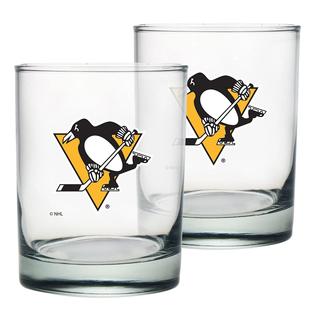 Pack de 2 Pingouins de Pittsburgh 13,5 oz. Ensemble de verres Rocks