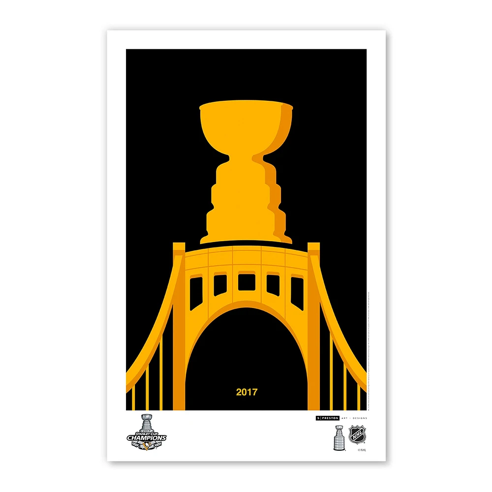 Pittsburgh Penguins 2017 Stanley Cup Champions 11'' x 17'' Minimalist Poster Art Print