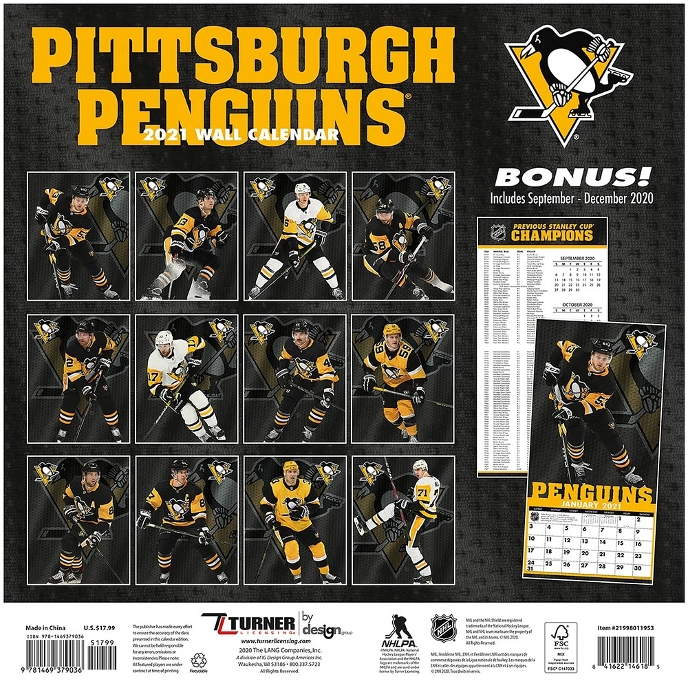 Pittsburgh Penguins 2021 Wall Calendar