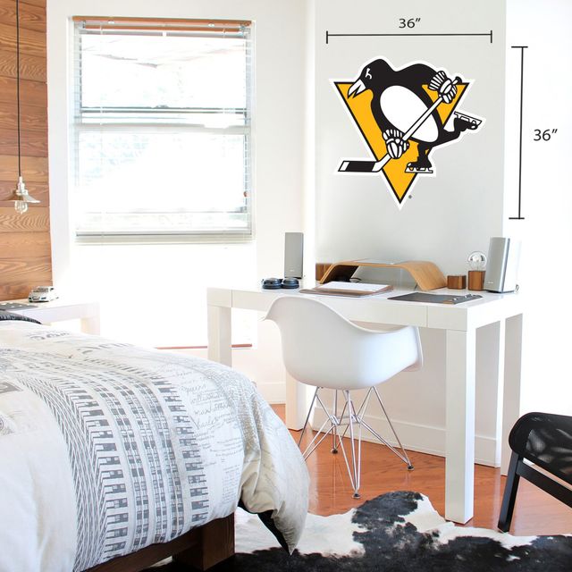 Autocollant mural repositionnable avec logo d'équipe 36'' x 36'' des Penguins de Pittsburgh