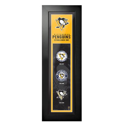 Pittsburgh Penguins - 6'' x 22'' Logos to History Framed Art