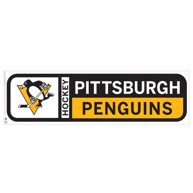 Sticker mural repositionnable avec logo d'équipe 90'' x 23'' des Penguins de Pittsburgh