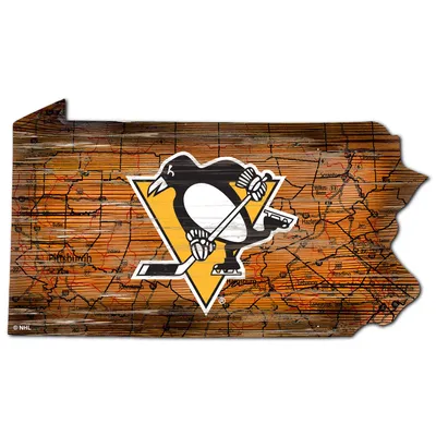 Pittsburgh Penguins Distressed State Cutout Sign