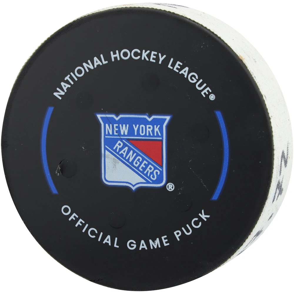 Rickard Rakell Pittsburgh Penguins Game-Used Goal Puck vs. New York Rangers on February 7, 2025
