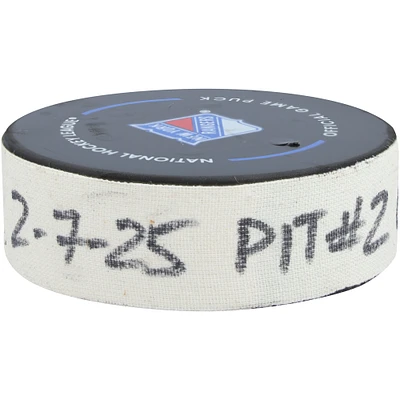 Rickard Rakell Pittsburgh Penguins Game-Used Goal Puck vs. New York Rangers on February 7, 2025