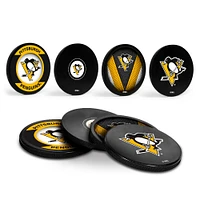 The Sports Vault Pittsburgh Penguins Ensemble de quatre dessous de verre en forme de rondelle