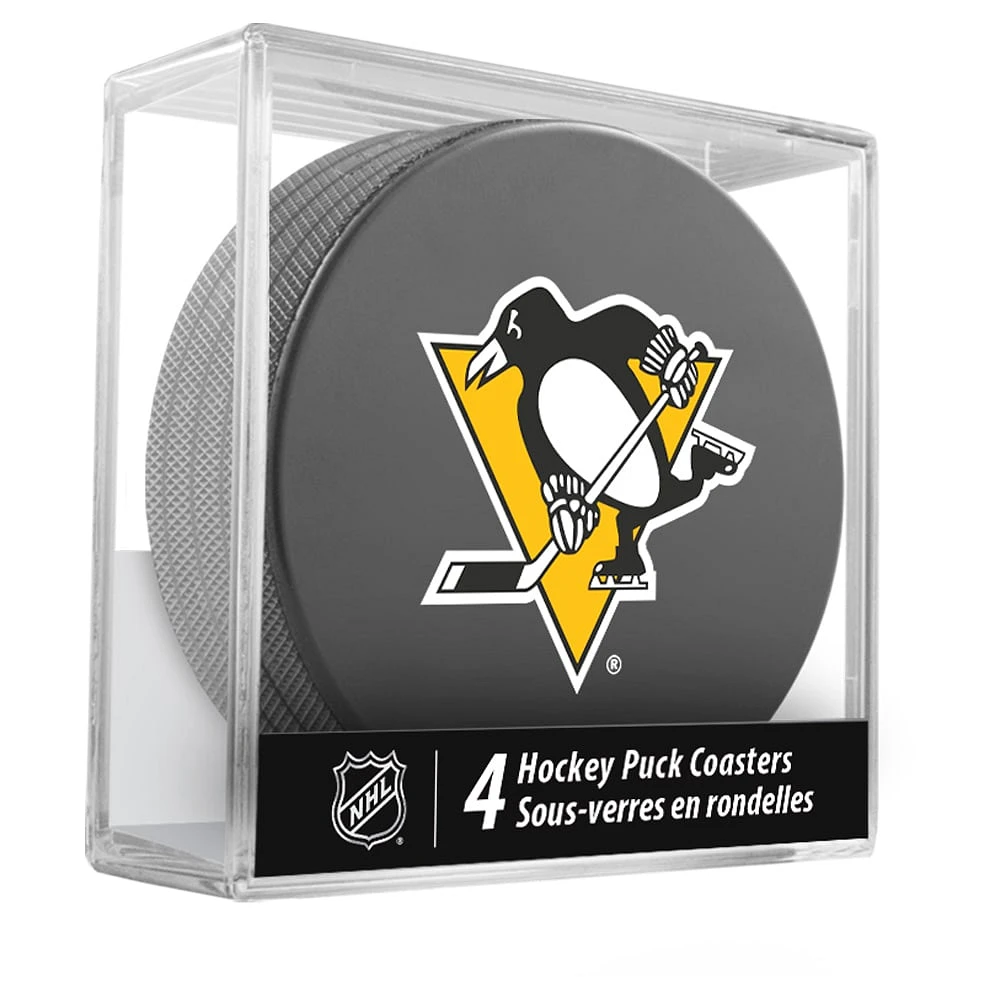 The Sports Vault Pittsburgh Penguins Ensemble de quatre dessous de verre en forme de rondelle