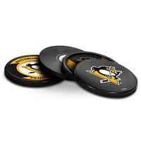 The Sports Vault Pittsburgh Penguins Ensemble de quatre dessous de verre en forme de rondelle