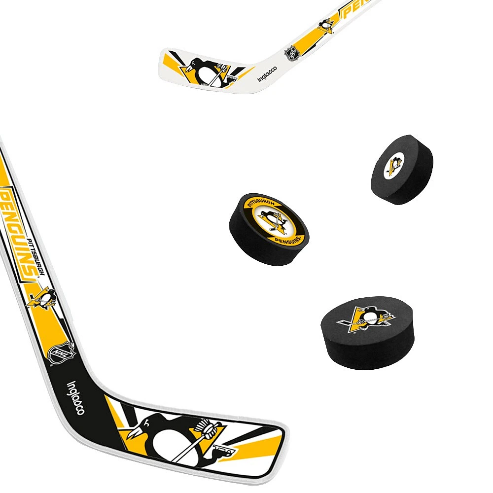 Ensemble de huit mini bâtons de hockey et rondelle en mousse des Penguins de Pittsburgh de The Sports Vault