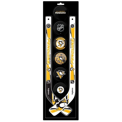Ensemble de huit mini bâtons de hockey et rondelle en mousse des Penguins de Pittsburgh de The Sports Vault
