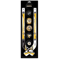Ensemble de huit mini bâtons de hockey et rondelle en mousse des Penguins de Pittsburgh de The Sports Vault