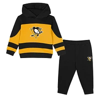 Ensemble sweat à capuche et pantalon de survêtement en molleton noir/doré pour tout-petit des Penguins Pittsburgh Puck Hero