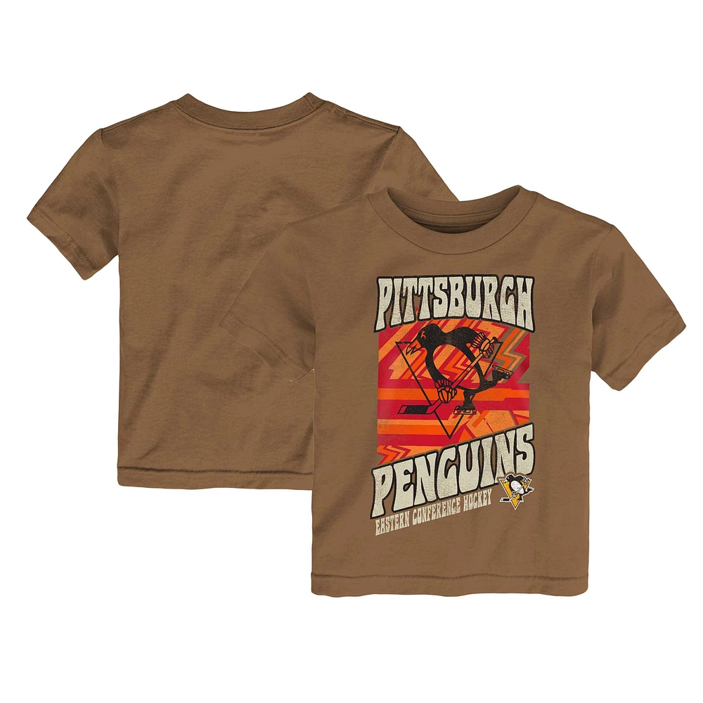 T-shirt marron Hip to the Game des Penguins de Pittsburgh pour tout-petits