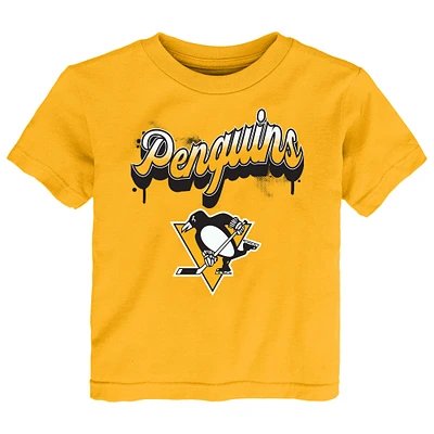 T-shirt doré pour tout-petit avec inscription pétillante des Penguins de Pittsburgh