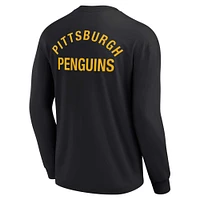 T-shirt unisexe à manches longues super doux Fanatics Black Pittsburgh Penguins Elements