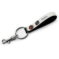 White Pittsburgh Penguins Personalized Leather Loop Keychain