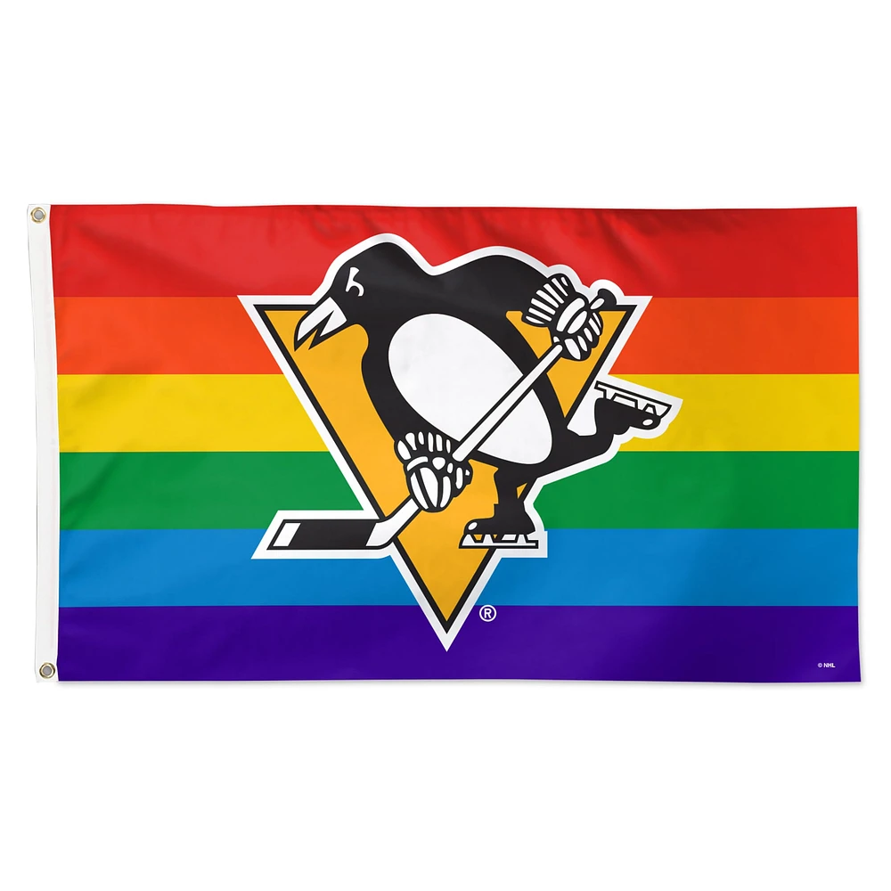 WinCraft Pittsburgh Penguins Drapeau de fierté de l'équipe de luxe simple face de 3 pi x 5 pi