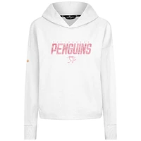 Women's Levelwear  White Pittsburgh Penguins Mother's Day Sweet Floral Tri-Blend Cropped Pullover Hoodie