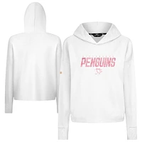 Women's Levelwear  White Pittsburgh Penguins Mother's Day Sweet Floral Tri-Blend Cropped Pullover Hoodie