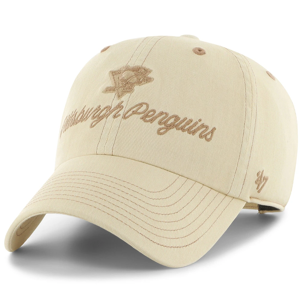 Women's '47 Cream Pittsburgh Penguins Haze Clean Up Adjustable Hat