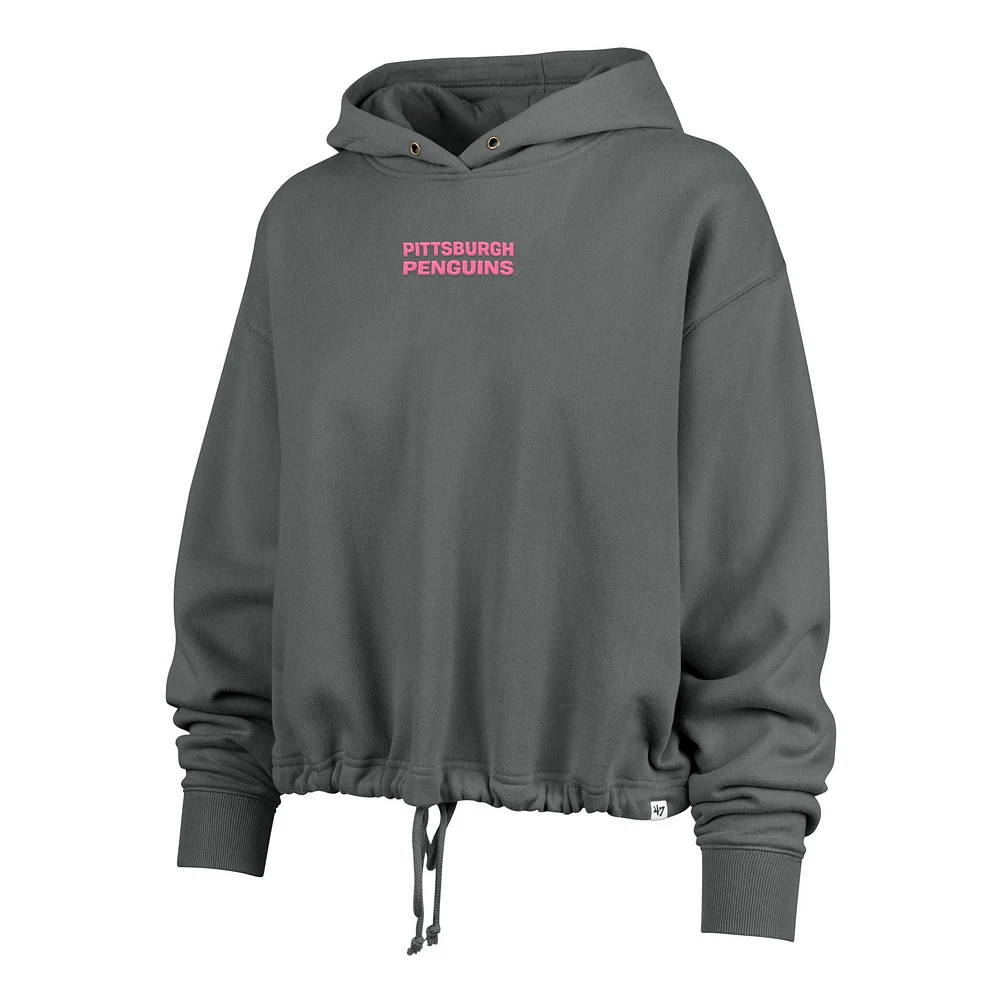 Women's '47 Gray Pittsburgh Penguins Bright Side Venice Cropped Pullover Hoodie