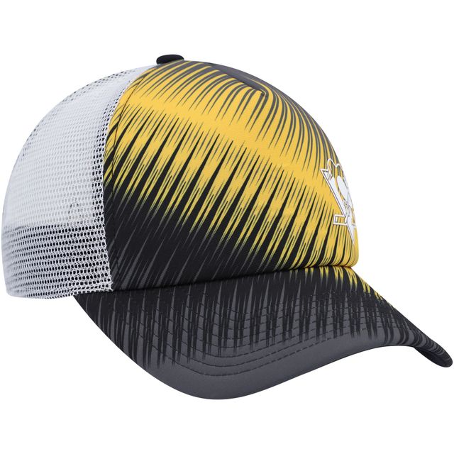 Casquette snapback de camionneur en mousse graphique Pittsburgh Penguins adidas noir/blanc pour femme