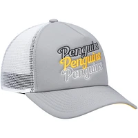 Casquette snapback de camionneur en mousse des Penguins de Pittsburgh adidas gris/blanc pour femme