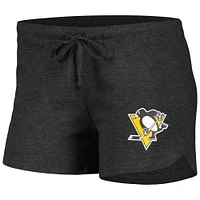 Women's Concepts Sport Black/Gold Pittsburgh Penguins Meter Knit Long Sleeve Raglan Top & Shorts Sleep Set