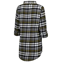 Women's Concepts Sport Black Pittsburgh Penguins Mainstay Flannel Full-Button Long Sleeve Nightshirt