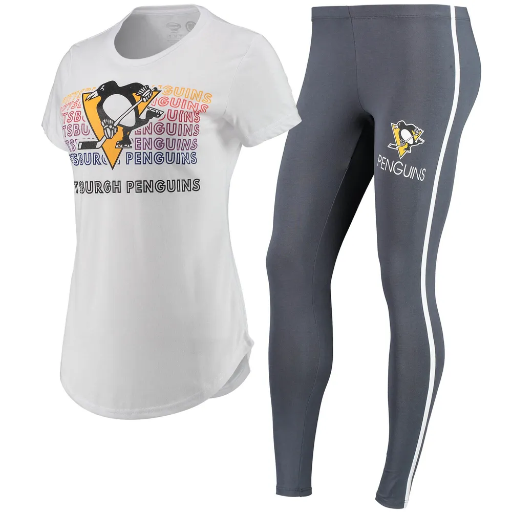 Women's Concepts Sport White/Charcoal Pittsburgh Steelers Sonata T-Shirt &  Leggings Sleep Set