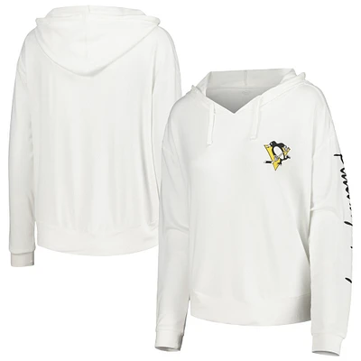 Women's Concepts Sport White Pittsburgh Penguins Accord Hacci Long Sleeve Hoodie T-Shirt