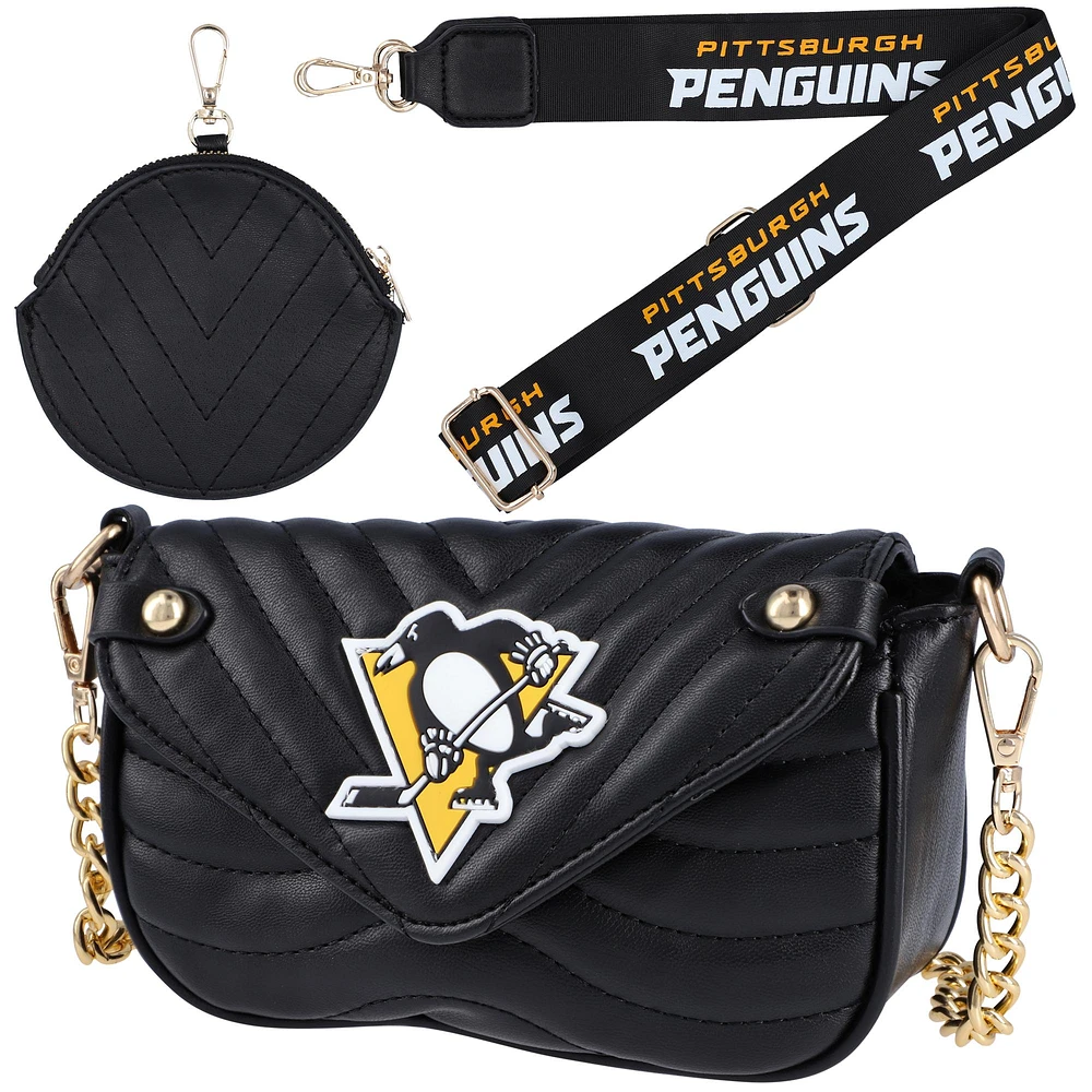 Cuce Pittsburgh Penguins Sac à bandoulière en cuir végétalien pour femme