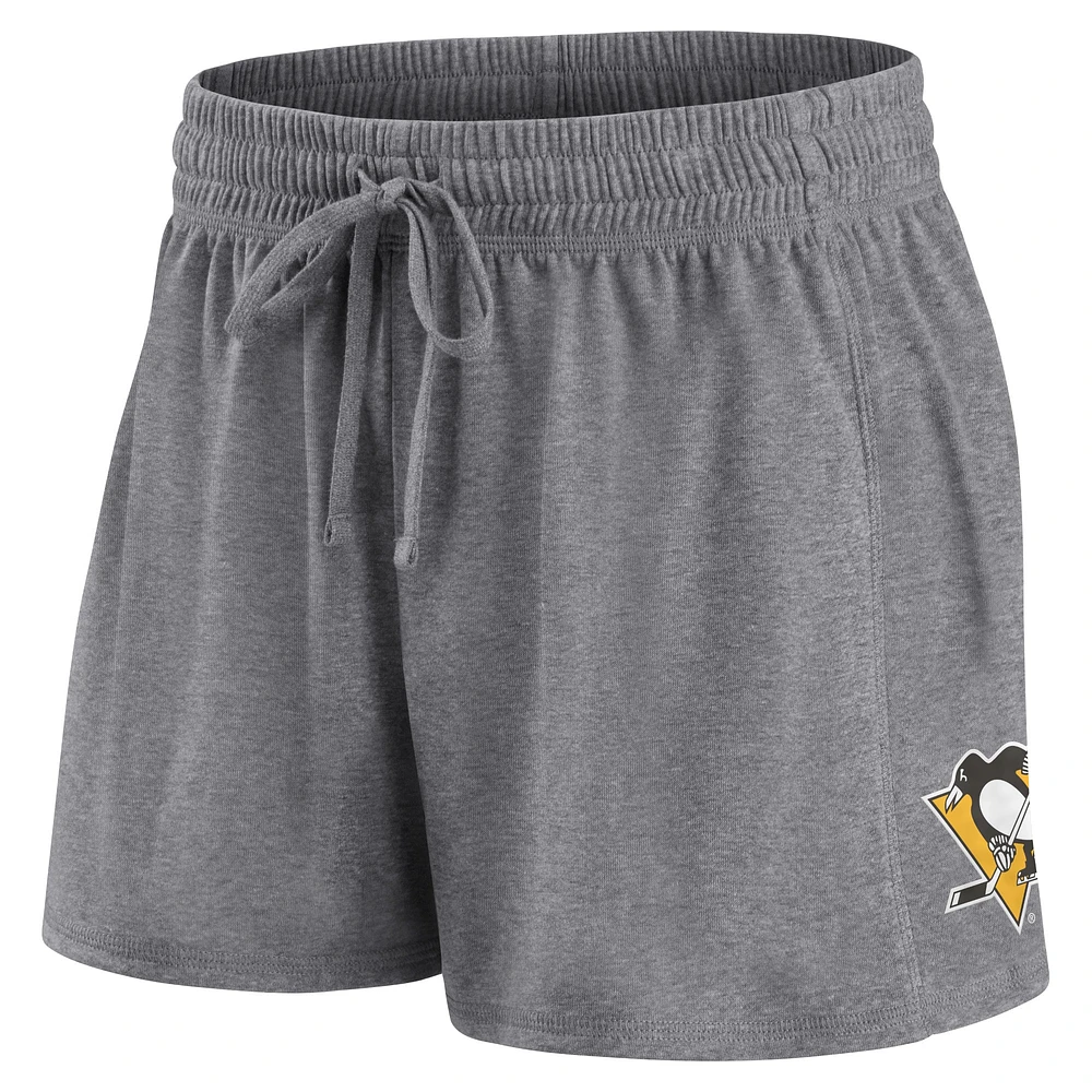 Women's Fanatics Black/Gray Pittsburgh Penguins Script T-Shirt & Shorts Set