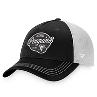 Women's Fanatics Black/White Pittsburgh Penguins Fundamental Trucker Adjustable Hat