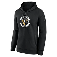 Sweat à capuche en polaire secondaire authentique Pro Core des Penguins de Pittsburgh Fanatics pour femmes, noir