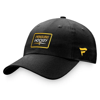 Casquette réglable noire Fanatics pour femmes des Penguins de Pittsburgh Authentic Pro Rink