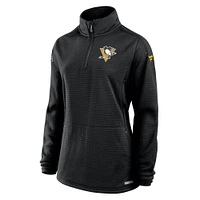 Women's Fanatics  Black Pittsburgh Penguins Authentic Pro Rink Lightweight Quarter-Zip Pullover Top