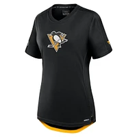 T-shirt authentique Pro Rink des Penguins de Pittsburgh pour femmes Fanatics noir