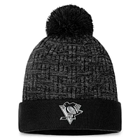 Women's Fanatics  Black Pittsburgh Penguins Authentic Pro Road Cuffed Knit Hat with Pom