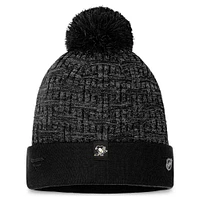 Women's Fanatics  Black Pittsburgh Penguins Authentic Pro Road Cuffed Knit Hat with Pom